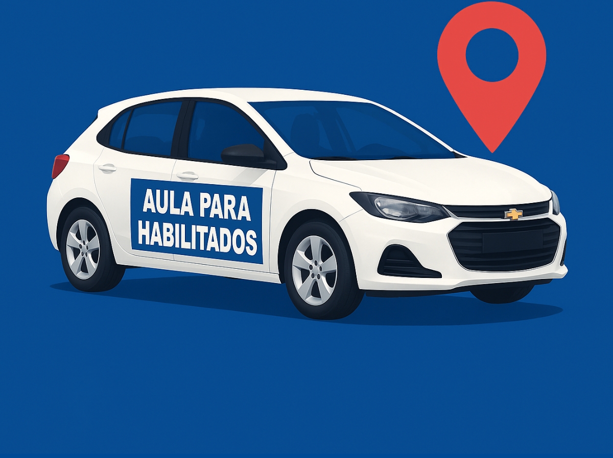 Carro com ícone de localização, representando fácil acesso